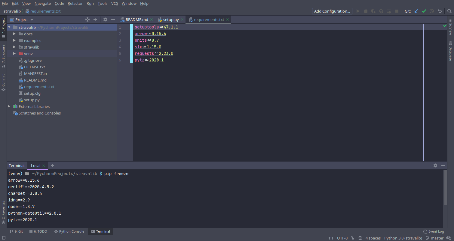 Como manejar las dependencias en python con requirements.txt y PyCharm